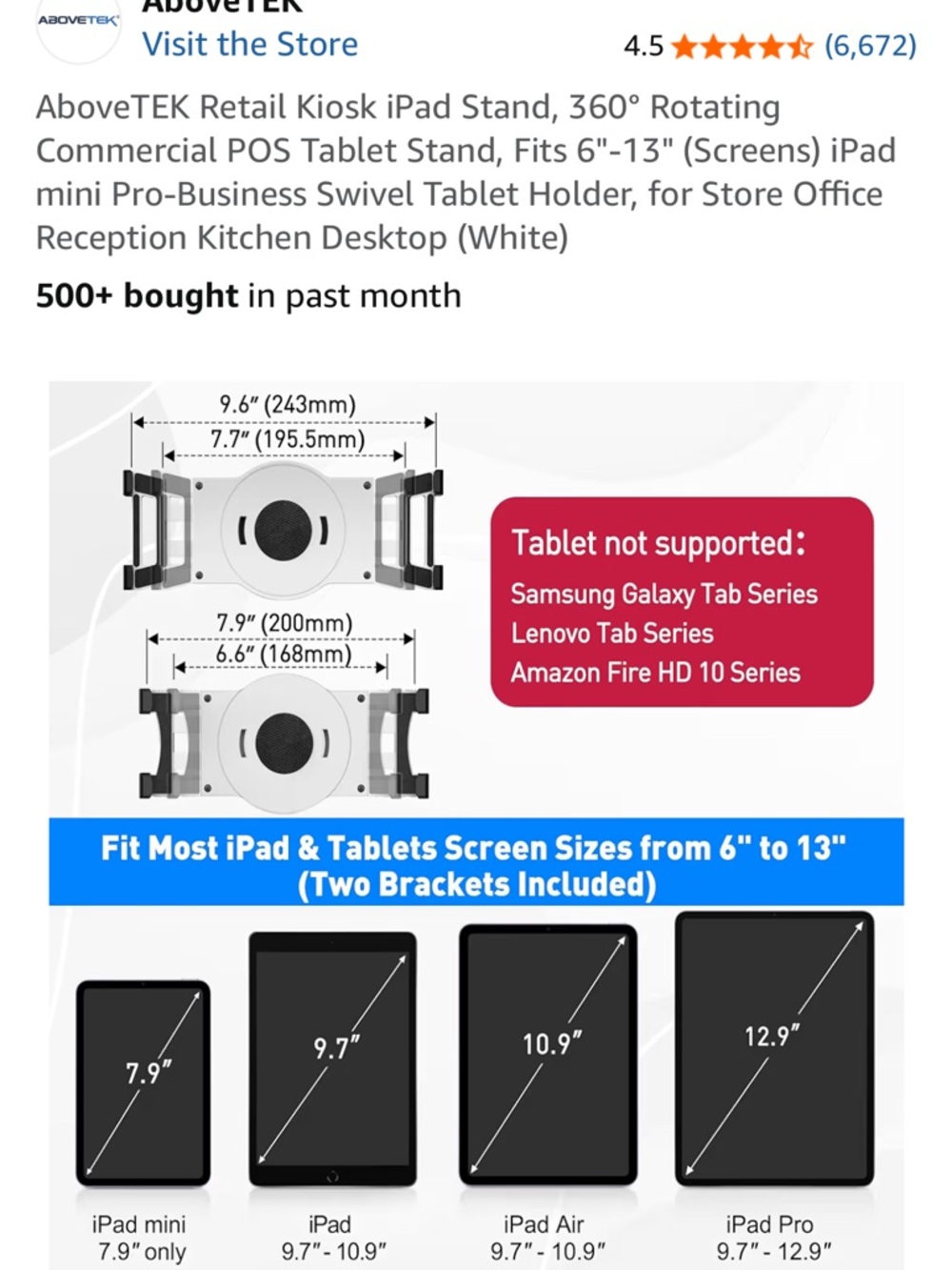 Tablet Stand White and Black Adjustable Rotating NEW Stylish Office Home School - Picture 2 of 7